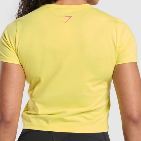 NWT Gymshark Diamante Graphic Baby Tee in Yellow and Pink. Size Small - Picture 2 of 9